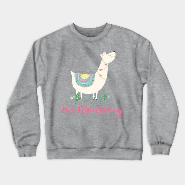 Llamazing Crewneck Sweatshirt by coryreid_illustration